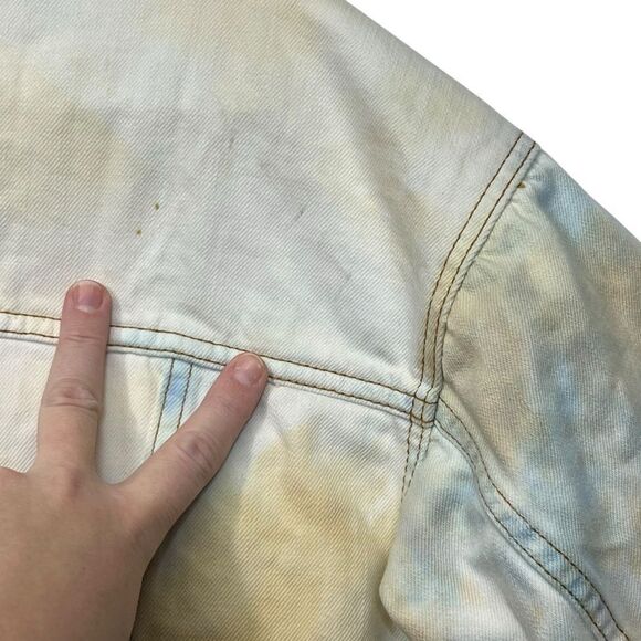 Free People M/L White Multi Colored Tie Dye Denim Oversized Jacket - Picture 12 of 13